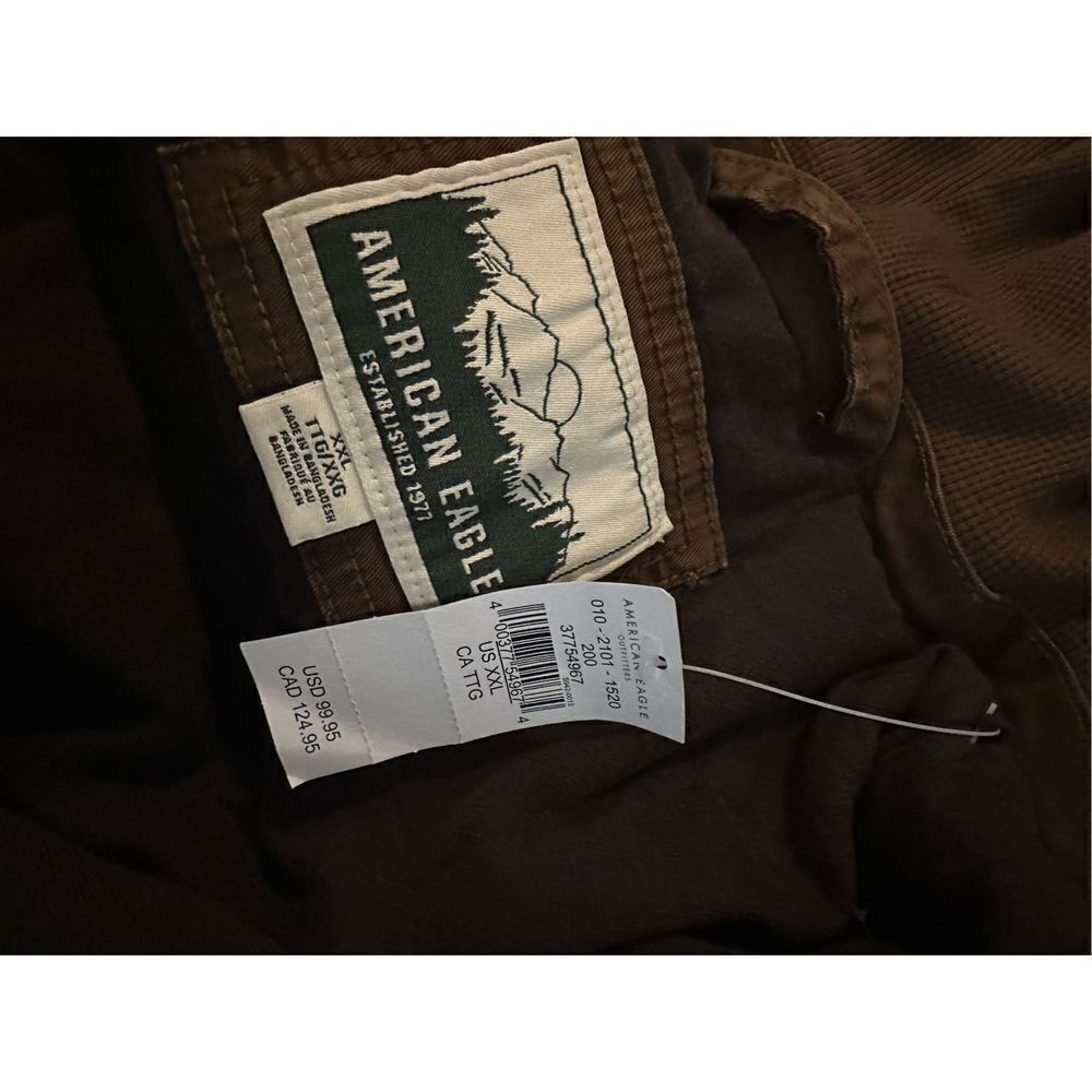 American Eagle brown trucker jacket lined hooded … - image 3